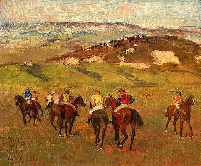 Edgar Degas Jockeys on Horseback before Distant Hills China oil painting art